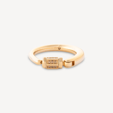 Mine Vis Hexagon Ring Paved with Diamonds Yellow Gold