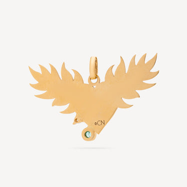 Emerald Diamond Winged Heart Pendant