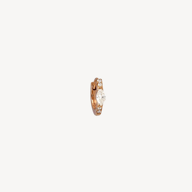 Piercing Hoop 6.5mm Rose Gold Demi Pavé Diamant Marquise 2.8mm