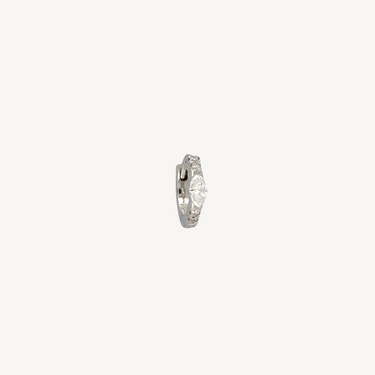 Piercing Hoop 6.5mm White Gold Half Diamond Pavé Marquise 2.8mm