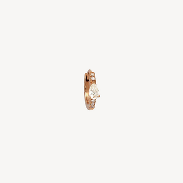 Piercing Hoop 8mm Rose Gold Demi Pavé Diamant Poire 3.5mm