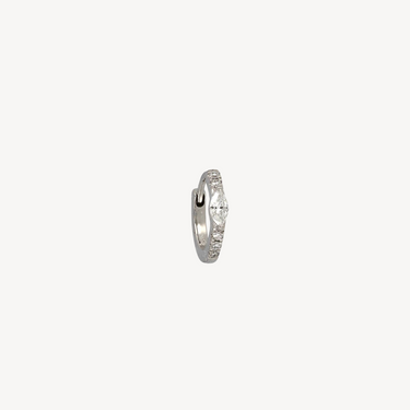 Piercing Hoop 8mm White Gold Half Diamond Pavé Marquise 2.8mm