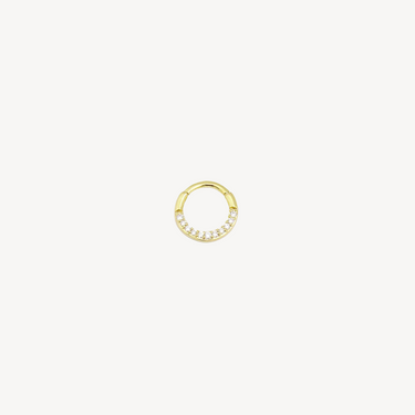 Piercing Hoop Plate 6.5mm Yellow Gold Diamonds