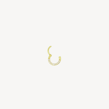 Piercing Hoop Plate 6.5mm Yellow Gold Diamonds