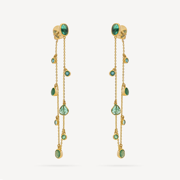 Rainfall Drop Emerald Earrings