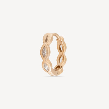 Piercing Hoop 9.5mm Yellow Gold Marquise Diamonds 3x2mm