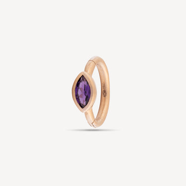 Piercing Hoop 6.5mm Rose Gold Amethyst Marquise 3x2mm