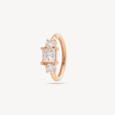 Piercing Hoop 8mm Rose Gold Princess Diamond 3x3mm