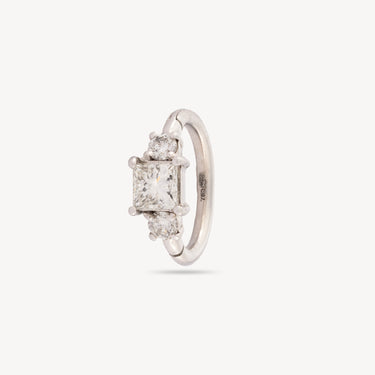 Piercing Hoop 8mm White Gold Princess 3x3mm