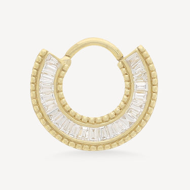Piercing Hoop Plate 8mm Full Yellow Gold Diamonds