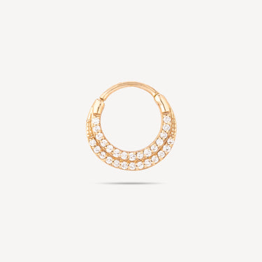 Piercing Hoop plate 8 mm Rose Gold Double Pavage