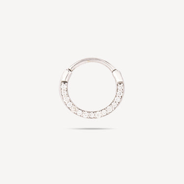 Piercing Hoop Plate 8mm White Gold Pavé Diamonds