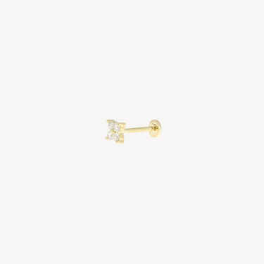 Piercing Stud Large Star 4 Diamonds Yellow Gold