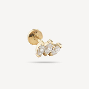 Piercing Stud Yellow Gold Trilogy Marquises Diamonds