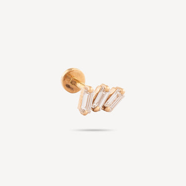 Piercing Stud Rose Gold Trilogy Diamonds Baguettes
