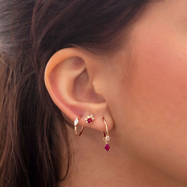 Piercing Hoop 11mm Rose Gold Princess Diamond 2x2mm