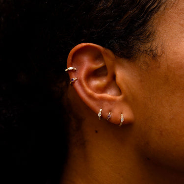 Piercing Hoop 8mm Yellow Gold Half Diamond Pave Pear 3.5mm