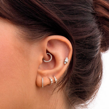 Piercing Hoop Plate 6.5mm White Gold Diamonds