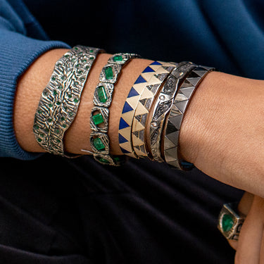 Large Multi Emerald Cuff Bracelet