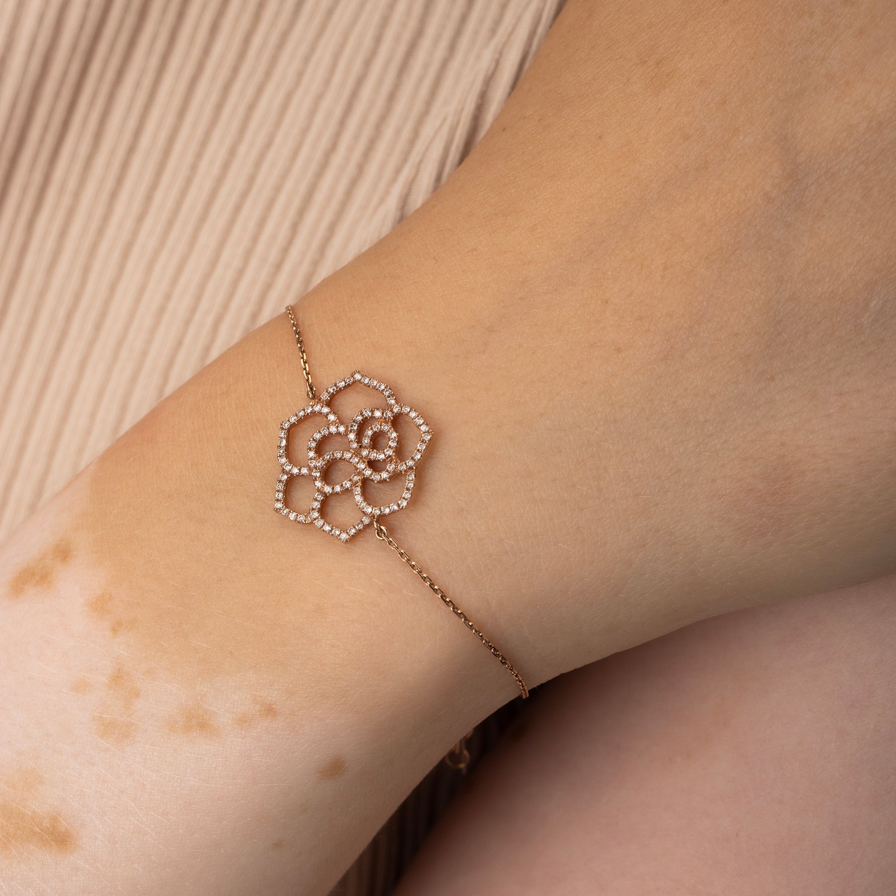 Bracelet Fleur Or Rose