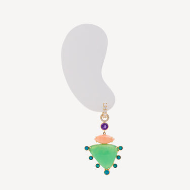 Boucles d'Oreille Chrysoprase Améthyste Opale Diamants