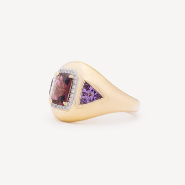 Bague Three Stone Domed Pink Tourmaline