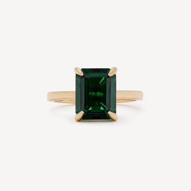 Yellow Gold Emerald Solitaire Ring