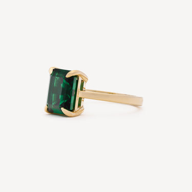 Yellow Gold Emerald Solitaire Ring