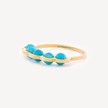 Bague Coco Beach Or Jaune Et Perles Turquoise