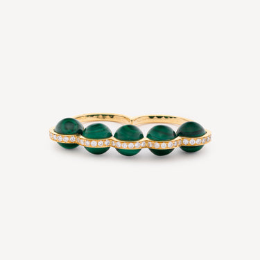 Bague Le Sporting Double Or Jaune Diamants Et Malachite