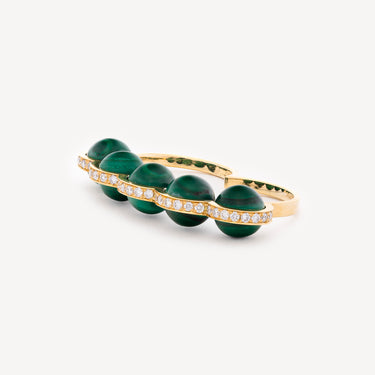 Bague Le Sporting Double Or Jaune Diamants Et Malachite