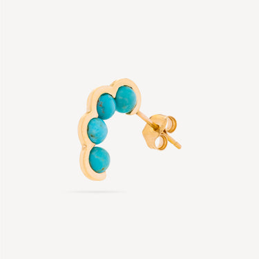Boucle d'Oreille Coco Beach Or Jaune et Turquoises