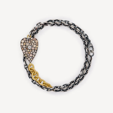 Bracelet Champagne Heart Or et Argent