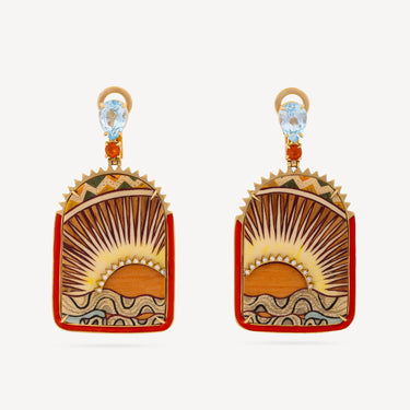 Boucles d'Oreilles Marquetry Window Sunset