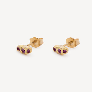Yellow Gold Ruby Stud Earrings
