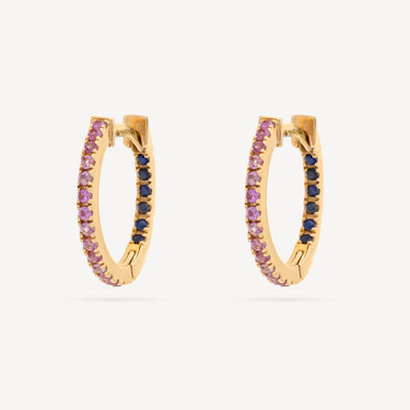 Créoles Huggie Saphirs Roses et Bleus