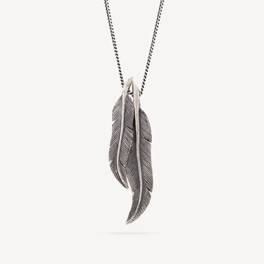 Collier Pendentif Plumes Argent