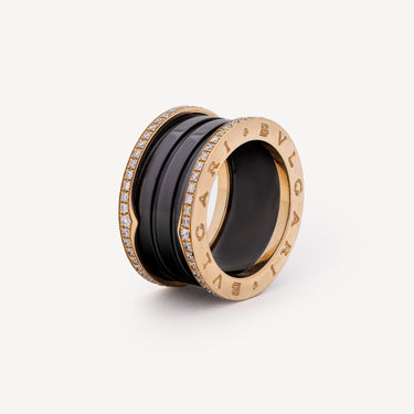 Bague B.Zero1 Noire Pavée Diamants