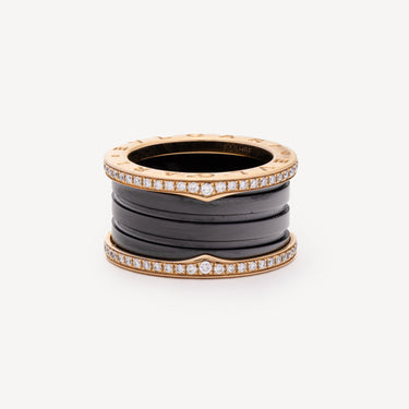 Bague B.Zero1 Noire Pavée Diamants