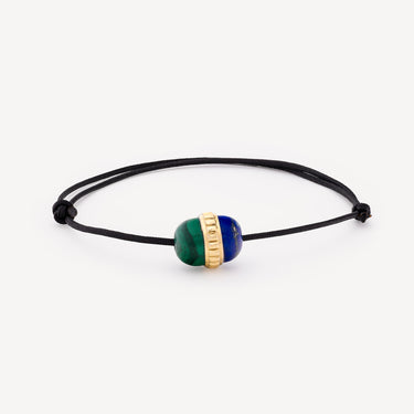 Bracelet Malachite Lapis Gold Cabochon