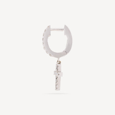 Boucle d’Oreille Or Blanc Diamants Croix