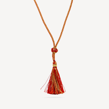 Collier Lien Pompom Rouge Doré