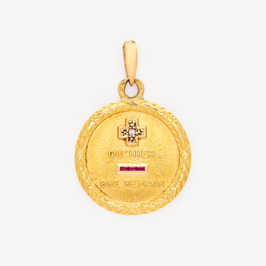 Pendentif Médaille D’Amour Diamants Rubis