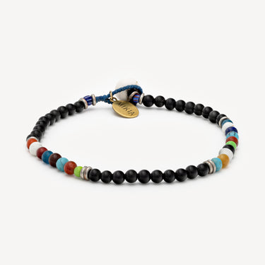 Bracelet Noir Perles Multicolores