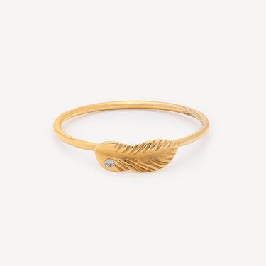 One Diamond Feather Ring