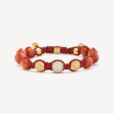 Coral Pearl Diamond Gold Bracelet