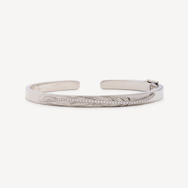 Platinum Diamond Feather Bangle Bracelet