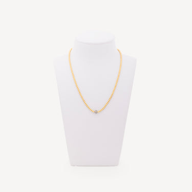 Collier Or Jaune Bead Or Blanc Pavée