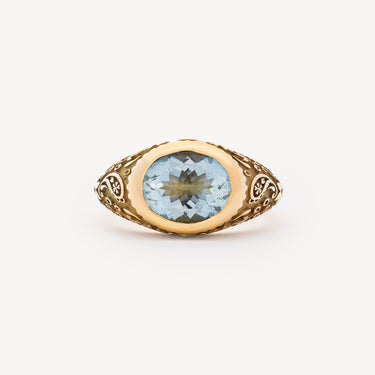 SOUTHWESTERN SIGNET AQUAM DIAM RING