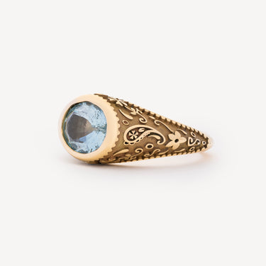 SOUTHWESTERN SIGNET AQUAM DIAM RING
